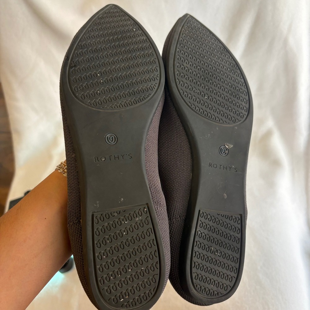 Rothys The Point Charcoal Grey Knit Pointed Toe Flats Size 10 - Picture 3 of 3